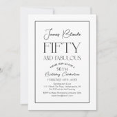 モダン レトロ スクリプト メンズ 50歳 誕生日パーティー 招待状 (正面)