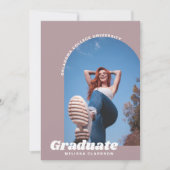 モダン レトロ ダスティピンク ボールド フォト アーチ 卒業式 招待状 (正面)