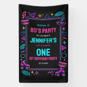 モダン レトロ ネオン 80’s 1歳の誕生日パーティー 横断幕 (縦)
