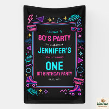 モダン レトロ ネオン 80’s 1歳の誕生日パーティー