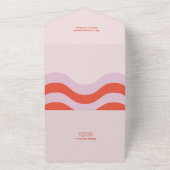 モダン レトロ ピンクとオレンジのタイポグラフィー ウェディング オールインワン招待状 (外側)