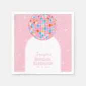 モダン レトロ ピンク ディスコボール 70年代 80年代 ブライズシャワー スタンダードカクテルナプキン (正面)