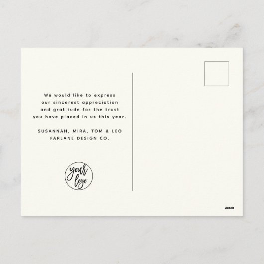 モダン レトロ ファンシー リトル ツリー ビジネス ロゴ シーズンポストカード (裏面)