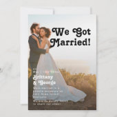 モダン レトロ フォト エロープメント アナウンスメント 招待状 (正面)