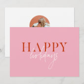 モダン レトロ ブライト カラフル ピンク スクリプト フォト シーズンカード (正面/裏面)