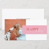 モダン レトロ ブライト カラー ピンク オレンジ スクリプト ドッグ シーズンカード (正面/裏面)