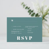 モダン レトロ ホワイト モダン RSVP カード (スタンド正面)