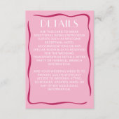 モダン レトロ ボールド ヴィブラント ピンク ウェディング ディテール エンクロージャーカード (正面)