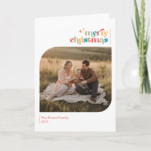 モダン レトロ メリークリスマス ウィッシュ フォト 折りたたみ カード (正面)