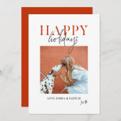 モダン レトロ 明るい カラフルな 赤 オレンジ 犬 ママ シーズンカード (正面/裏面)