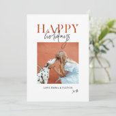 モダン レトロ 明るい カラフルな 赤 オレンジ 犬 ママ シーズンカード (スタンド正面)