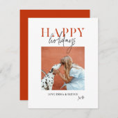 モダン レトロ 明るい カラフル 赤 オレンジ 犬 ママ シーズンカード (正面/裏面)