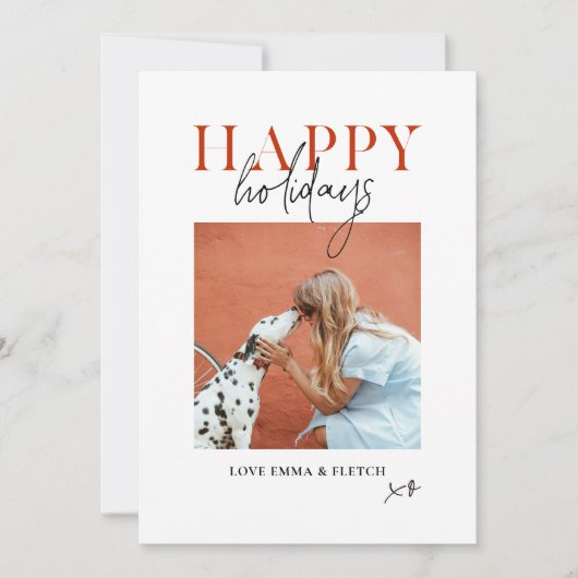 モダン レトロ 明るい カラフル 赤 オレンジ 犬 ママ シーズンカード (正面)