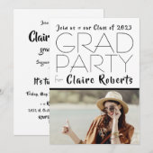 モダン レトロ 1枚の写真を使った卒業パーティーの招待状 招待状 (正面/裏面)