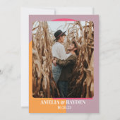 モダン レトロ 70年代 アーチ フォト ウェディング 招待状 (裏面)