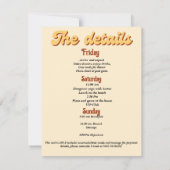 モダン レトロ 70年代 テラコッタ色の独身最後の週末 招待状 (裏面)