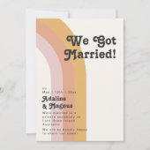 モダン レトロ 70's レインボー エロープメント アナウンスメント 招待状 (正面)