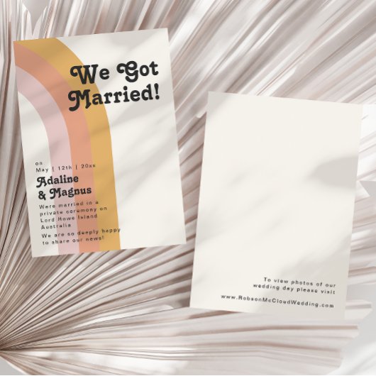 モダン レトロ 70's レインボー エロープメント アナウンスメント 招待状