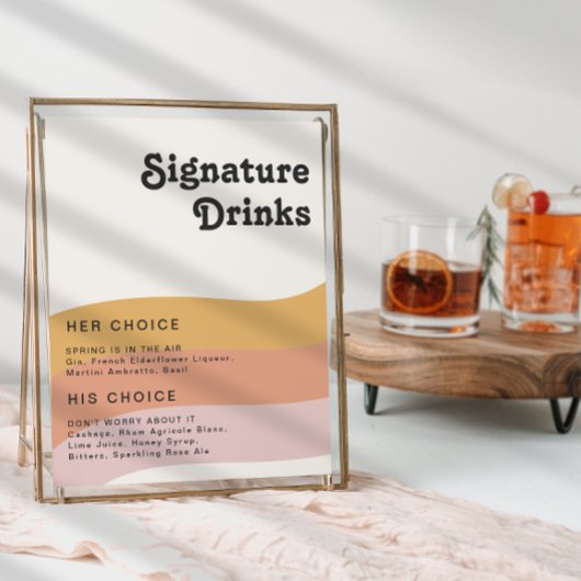 モダン レトロ 70's レインボー シグネチャードリンク サイン