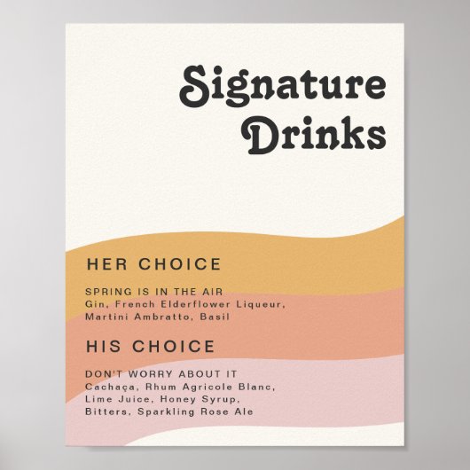 モダン レトロ 70's レインボー シグネチャードリンク サイン (正面)