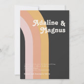 モダン レトロ 70's レインボー ダーク カジュアル ウェディング 招待状 (正面)