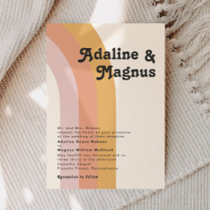 モダン レトロ 70's レインボー トラディショナル ウェディング 招待状