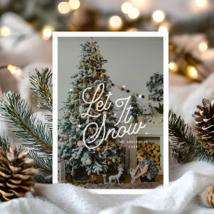モダン・レトロ Let It Snow 写真クリスマス・スクリプト シーズンカード