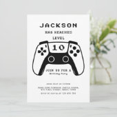 モダン レベルアップ ゲーマー男子 誕生日パーティー 招待状 (スタンド正面)