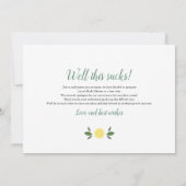 モダン レモンの ブライダル シャワー プラン変更 招待状 (裏面)