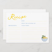 モダン レモンズ イエローとブルー レシピ カード (正面/裏面)