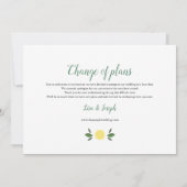 モダン レモン グリーンの日程変更カード 招待状 (裏面)