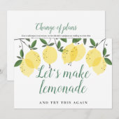 モダン レモン グリーンの日程変更カード 招待状 (正面/裏面)