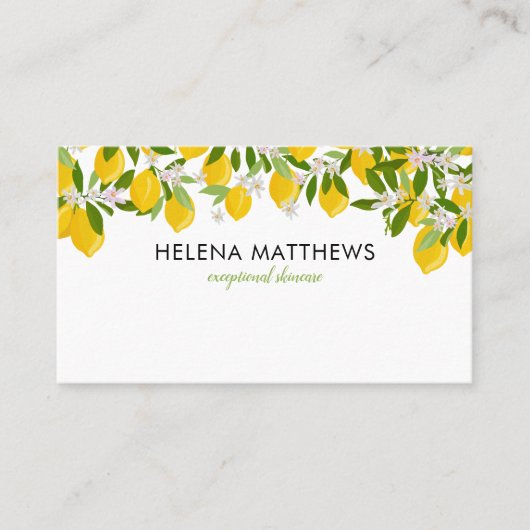 モダン レモン グリーンの装飾 名刺 (正面)