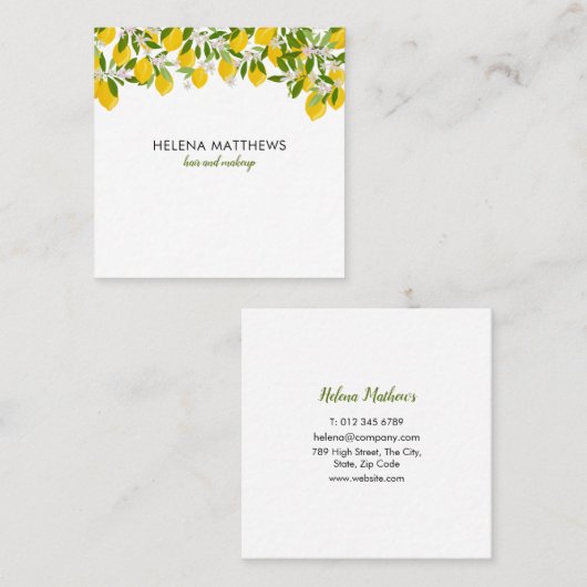 モダン レモン グリーンネリー スクエア スクエア名刺 (正面/裏面)