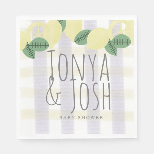 モダン レモン リース シトラス イエロー グレー スタンダードランチョンナプキン (正面)