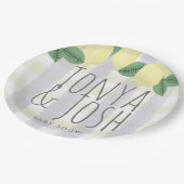 モダン レモン リース シトラス イエロー グレー ペーパープレート (アングル)