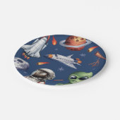 モダン ロケット船 宇宙 惑星 誕生日 パーティー または シャワー ペーパープレート (アングル)