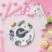 モダン ロケット船 宇宙 惑星 誕生日 パーティー または シャワー ペーパープレート (パーティー)