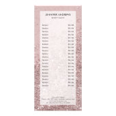 モダン ロゼゴールド グリッター サロン 価格リスト ラックカード (正面)