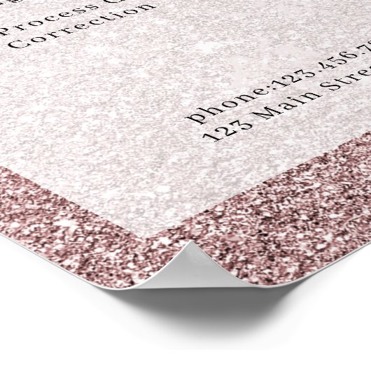 モダン ロゼゴールド グリッター サロン 価格表 ポスター (角)