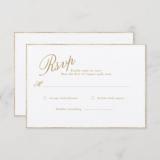 モダン&ロマンチックな書道結婚式RSVPカード エンクロージャーカード (正面/裏面)