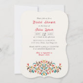 モダン ロマンティック エレガント フラワー リース ブライダル シャワー 招待状 (正面)