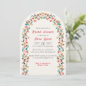 モダン ロマンティック エレガント フラワー リース ブライダル シャワー 招待状 (スタンド正面)