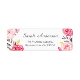 モダン ロマンティック ボタニカル おしゃれな ピンクの花 ラベル