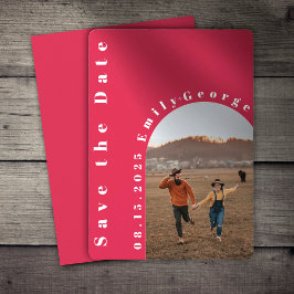 モダン ロマンティック ヴィバ マゼンタ アーチ フォト ウェディング セーブザデート