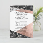 モダン ローズゴールドと大理石の卒業式 招待状 (スタンド正面)