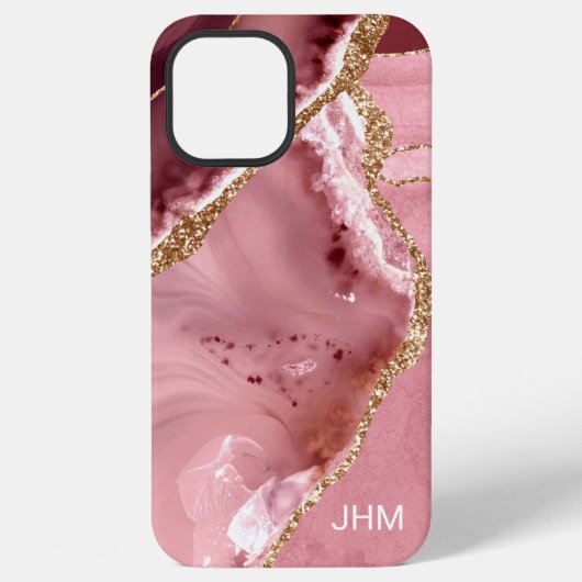 モダン ローズゴールド アゲート iPhoneケース (裏面)