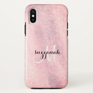 モダン ローズゴールド ガーリー ギター モノグラム iPhone X ケース