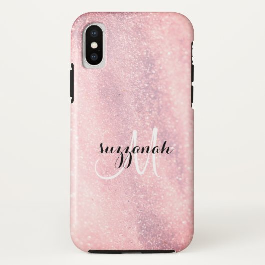 モダン ローズゴールド ガーリー ギター モノグラム Case-Mate iPhoneケース (裏面)