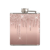 モダン ローズゴールド グリッター オンブレ メタル モノグラム フラスク (裏面)